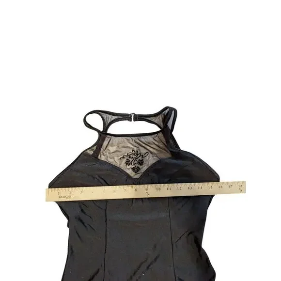 VINTAGE Jantzen Black Mesh High Neck One-Piece Swimsuit H - Picture 11 of 11